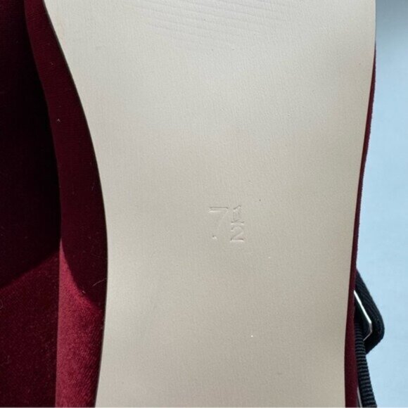 Size 7.5 Miss Left Women Bowknot Ankle Strap Classic Ballet Flats Burgundy - Picture 11 of 12